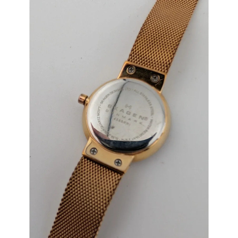 Skagen Lenora Watch Women 25mm Case MOP Dial Mesh Metal Band- New Battery‎